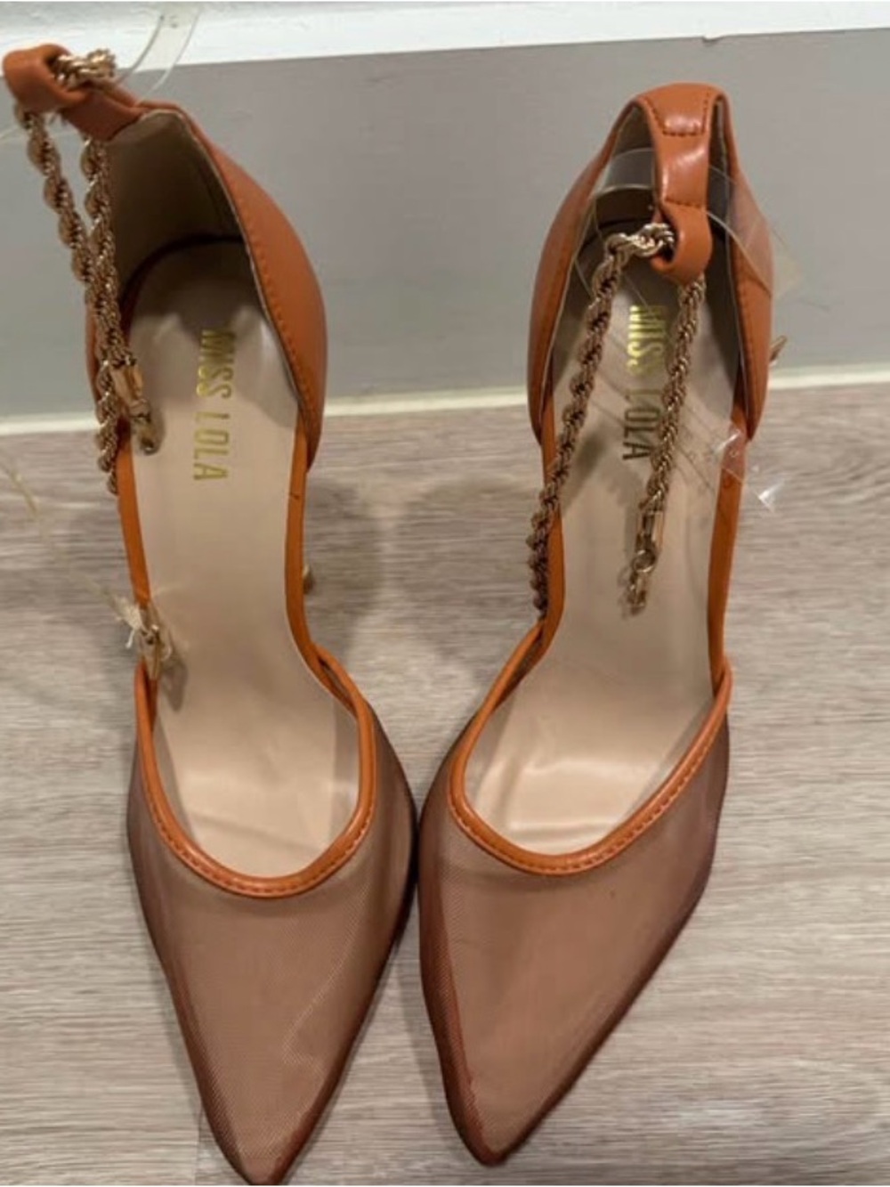 Miss Lola 6” Gold Chain Mesh Heels